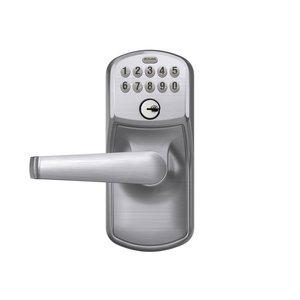 Schlage FE595 ELA PLY 626 Keypad Lever and Elan Lever with Flex Lock, Satin Chrome