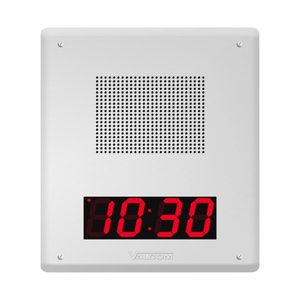 Valcom VIP-429A-D-IC Talkback Programmable InformaCast IP Clock Speaker with 4-Digit Digital Clock, White