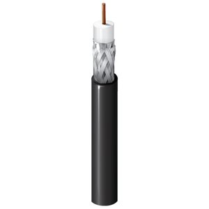 Belden 7807A 17 AWG Solid BC RF200 Wireless Transmission Coax Cable, RG58, Foil + 95% TC Braid, 1000', Black