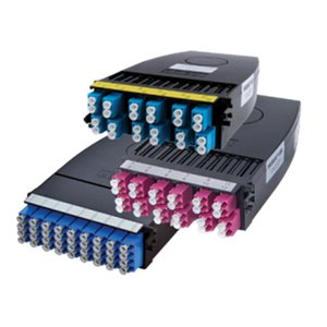 Belden FCSU06LDMF1B OS2 6-Port FX Ultra Cassette, MPO-12 (Female), LC Duplex, Type-A Alternate, Blue Adapters