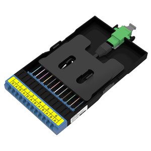 Belden FFSD06LDMF1B FX DCX Preterm Adapter Frame, 6-Port, OS2, LC Duplex, MPO-12 Female, Type-A Alternate, Non-Flip, Blue Adapters, Black