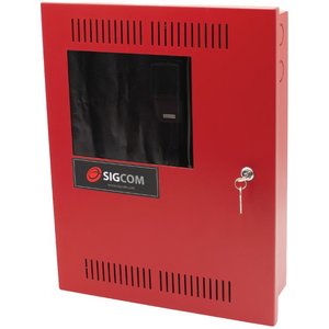 SigCom VECP-60 Voice Evacuation Control Panel, Built-in Microphone, 60W, 2 Class A or B Speaker Circuits, Red