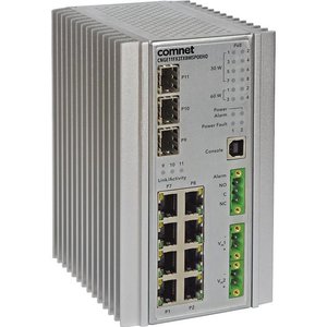 ComNet CNGE11FX3TX8MSPOE/C Hardened 11-Port Managed L2+ PoE Switch, 2-Port SFP (100/1000/2500), 1-Port SFP (100/1000), 8-Port RJ45 (10/100/1000)