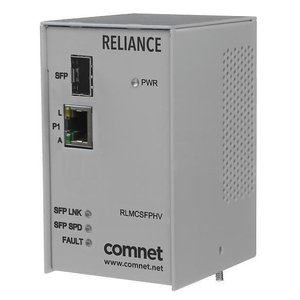 ComNet RLMCSFPPOEHO Hardened 10/100/1000 60W PoE Media Converter, Electrical Substation-Rated, SFP Optical Port, 48VDC