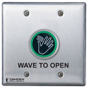 Camden CM-241/41W ValueWave+ Double-Gang Microwave Hands-Free Touchless Switch, 'WAVE TO OPEN' Text Faceplate, CM-53 Compatible