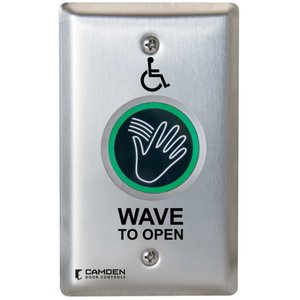 Camden CM-241/42 ValueWave+ Single Gang Microwave Hands-Free Touchless Switch, 'WAVE TO OPEN' and Wheelchair Symbol, CM-34BL Compatible