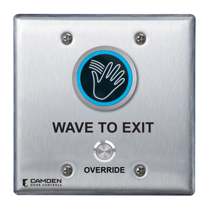 Camden CM-242M/46W ValueWave+ Microwave Hands-Free Touchless Switch with Override, Rubber Gasket Supplied, Double Gang Faceplate, 'WAVE TO EXIT' Text
