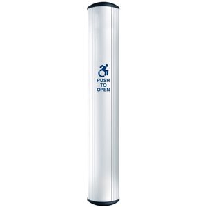 Camden CM-8536/A4 CM-85 Series Column Side Load Push Plate Switch, ACTIVE WHEELCHAIR Symbol and Push to Open Label, 36" x 6", Anodized Clear Aluminum