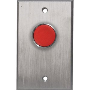 Camden CM-8020R/3 Single Gang Faceplate Spring Return, N/O and N/C, Momentary, Red Button, 'PUSH TO OPEN' Text, Black