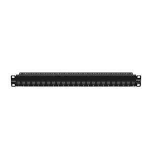 Siemon Z6A-PF-24 Copper Patch Panel with Jacks, ZMAX, UTP, CAT6A, 24-Port, Flat, 1U, Detached Wire Manager, Black