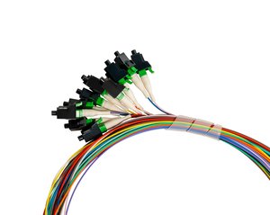 Jonard Tools SPT-LCA3/12 12-Fiber LC/APC Pigtail Pack, 3m, G657A1, Pack of 12 Colored Fibers