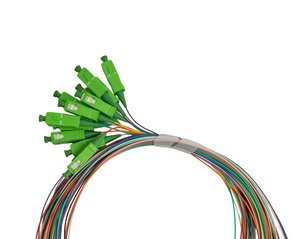 Jonard Tools SPT-SCA3/12 12-Fiber SC/APC Pigtail Pack, 3m, G657A1, Pack of 12 Colored Fibers