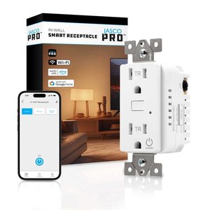 Jasco 64562 Wi-Fi In-Wall Smart Receptacle, 15A, White and Light Almond Faceplates