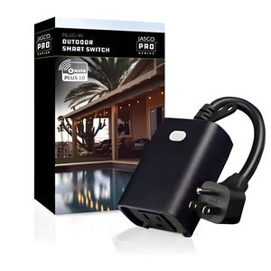 Jasco 76722 Z-Wave Outdoor Plug-in Switch, 1-Outlet, Grounded, 800S, Black