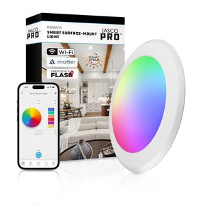 Jasco 81901 Matter Wi-Fi Downlight, RGBWW, Surface Mount, 6", 1100 lm, 2000K-6500K CCT, 92 CRI