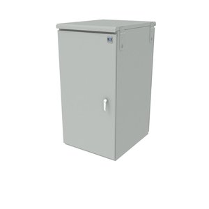Great Lakes BXSB04-16U32-GY-16-AC020-115 Single Bay Cabinet with 2000 BTU/h AC Unit, 115V, 50/60Hz, NEMA Type 4, 16U RMS, 32" Depth, 16" Battery Plinth