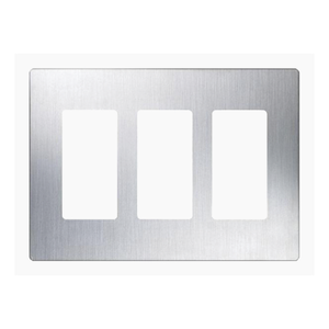 Lutron LUT-CW-3-SS Claro 3-Gang Wallplate, Stainless Steel