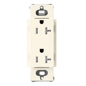 Lutron LUT-SCRS-20-TR-BI Claro Tamper-Resistant Receptacle, 20A, Biscuit