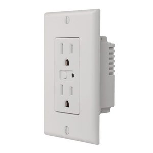 Linear WO15Z-1 Z-Wave Single Wall Outlet with (1) Controlled and (1) Always-On Receptacle, 120VAC, 15A