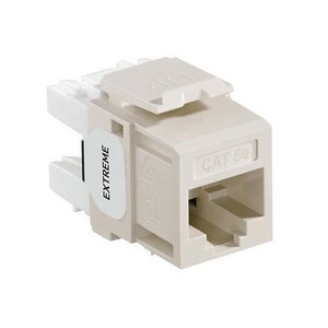 Leviton 5G110-RT5 EXTREME CAT5e QUICKPORT Jack, 180° Configuration with Back Punch Field, Light Almond
