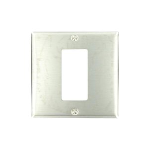 Leviton S746-N 2-Gang Decora Wallplate, Standard Size, Non-Magnetic, Stainless Steel