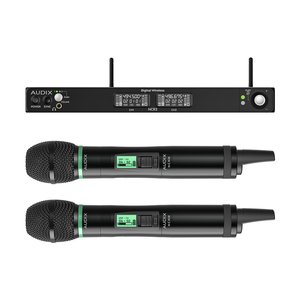 Audix NC2HEC Novacore Dante Digital Dual Wireless Handheld System, NCR2 Receiver, (2) NCHH Handheld Transmitters with NCEC Cardioid Capsule 494-542MHz
