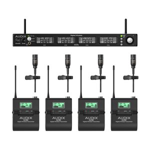 Audix NC4BX10 Novacore Dante Digital Quad Lavalier Wireless System, NCR4 Receiver, (4) NCBP Bodypack Transmitters, (4) ADX10 Lavaliers