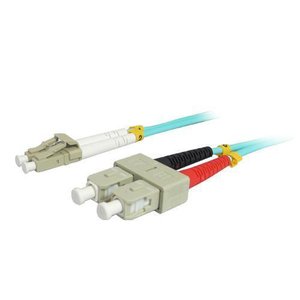 Comprehensive LC-SC-OM3-1M Fiber Optic Patch Cable, 10Gb LC/SC Duplex 50/125 Multimode, 1m, Aqua