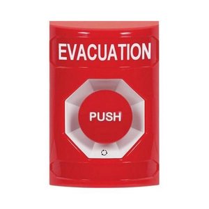 STI SS2001EV-EN Stopper Station, No Cover, Turn-to-Reset, 'EVACUATION' Label, Red