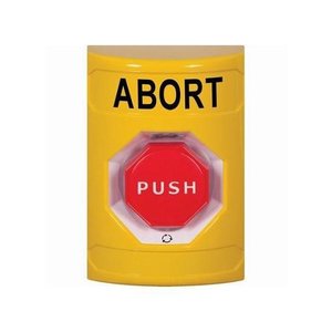 STI SS2209AB-EN No Cover Turn-to-Reset (Illuminated) Stopper Station with ABORT Label English, Yellow