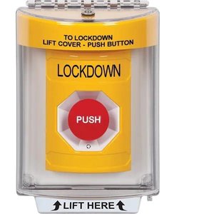 STI SS2241LD-EN Indoor / Outdoor Flush with Horn Turn-to-Reset Stopper Station with "LOCKDOWN" Label, Yellow