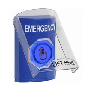 STI SS2426EM-EN Indoor Flush / Surface Momentary (Illuminated) Stopper Station w/ EMERGENCY Label, Blue