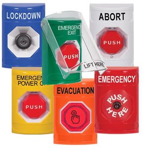 STI SS2525AB-EN Indoor Only Flush or Surface Momentary (Illuminated) Stopper Station with 'ABORT' Label English, Orange