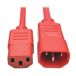 Eaton Tripp Lite P005-002-ARD Heavy-Duty PDU Power Cord, C13 to C14 - 15A, 250V, 14AWG, 2' (0.61m), Red