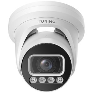 Turing Video EVL4ZT256-1Y Edge+ Series 4MP Outdoor Cloud VF Dual-Light Turret IP Camera, 2.7-12mm Motorized Vari-Focal Lens, 1-Year CORE AI License