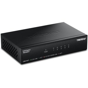 TRENDnet TEG-S351 5-Port 2.5G Unmanaged Switch, Wall Mount, Fanless