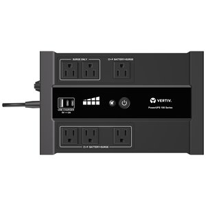 Vertiv PST6-500LVMT PowerUPS 100 Standby Series Power Supply with Resettable Circuit Breaker, 4-Outlet Surge Protected and Battery Backed, 500VA / 305W Capacity