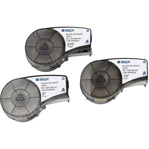 Brady ID M21-3-4-6-595-WT All‑Weather Vinyl Label Tape Variety Pack, Black on White