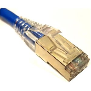 CP Technologies C6A-BL-07-B CAT6A 26AWG Stranded Copper Patch Cable, Shielded, Slim Line Premium Clear Claw Boot, UTP, 7', Blue