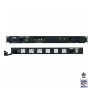 Lowell ACR-1507-SSI-FC PDU with 7-Outlet 15A, Surge Suppression, Network Interface, Front Charging Ports