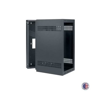 Lowell LWR-2432 LWR Series 24U Wall-Mount Rack Cabinet, 32" Depth, Steel, Black