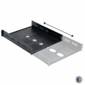 Lowell VDS-2-2032 Rack Shelf with Adjustable Depth of 20-32", Steel, Black Powder Epoxy