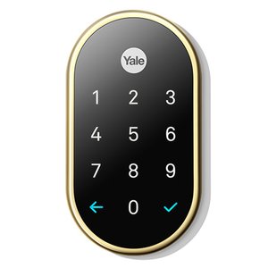 Google NEST-YALE-DOOR-BRA Nest and Yale Lock Kit, Includes Tamper-Proof Smart Deadbolt Lock with Nest Connect, Polished Brass