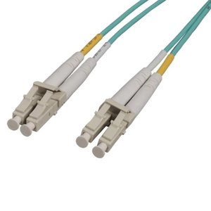 Intellinet 751865 OM3 LC-LC UPC Multimode Fiber Optic Patch Cable, Duplex, OFNR, 9.8', Aqua