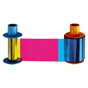 HID FARGO 045631 YMCKOK Ribbon for DTC1500, Full-Color with 2-Resin Black Panels and Clear Overlay Panel, 600 Images
