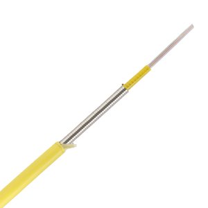 TiniFiber TF12R-OS2-PL 12-Strand Singlemode OS2 9/125 Flat Ribbon Micro Armor Steel Braid Fiber Optic Cable, Plenum, Indoor, Yellow