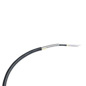 TiniFiber TF48-OS2-PE 48-Strand Singlemode OS2 9/125 Micro Armor Steel Braid Fiber Optic Cable, LSZH, 250µm, Indoor / Outdoor, Black