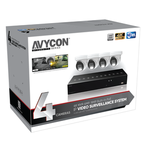 AVYCON AVK-NB41E6-2T Diversity Series 4MP Diversity InfiniteColor 4MP IP Kit with (6) AVC-NBE41F28 4MP IP InfiniteColor Turret Cameras and (1) AVR-NSV08P8-2T 8-Channel PoE 4K NVR with 2TB HDD