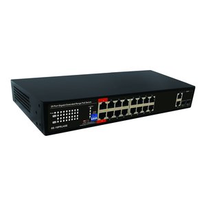 UltraTech 0E-16PRJ45E 20-Port Gigabit Extended Range PoE Switch, 16-Port PoE with 4-Port Uplink