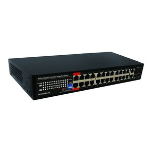 UltraTech 0E-24PRJ45E 28-Port Gigabit Extended Range PoE Switch, 24-Port PoE with 4-Port Uplink